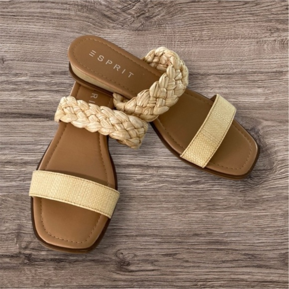 Esprit Tan and Cream Sandals with Woven Straps